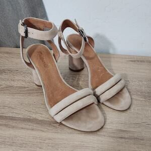 Madewell Rosalie Nude Size 9 Suede Leather Shoes Sandals Heels Beige Tan
